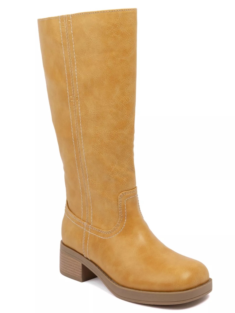 Sugar Hayzel Tan Faux Leather Tall Knee High Riding Boots Size 8M NWOB